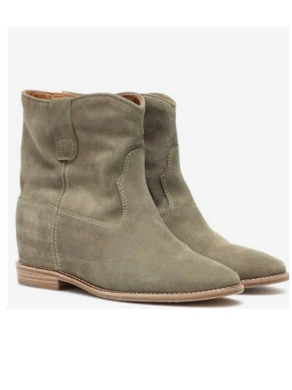 Isabel Marant Crisi Suede Concealed Wedge Ankle Boots Gray Taupe EU 36 US 6